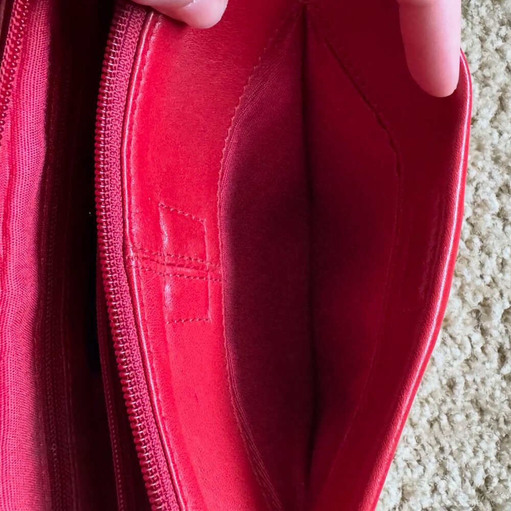 HOBO Red Leather Crossbody Wallet Organizer Zip-Around Mini Bag - Picture 11 of 13